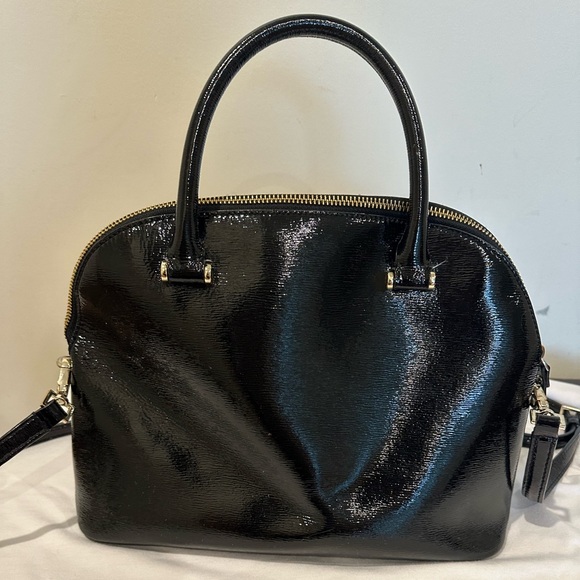 Black patent leather Kate Spade cross body satchel purse - Picture 2 of 8